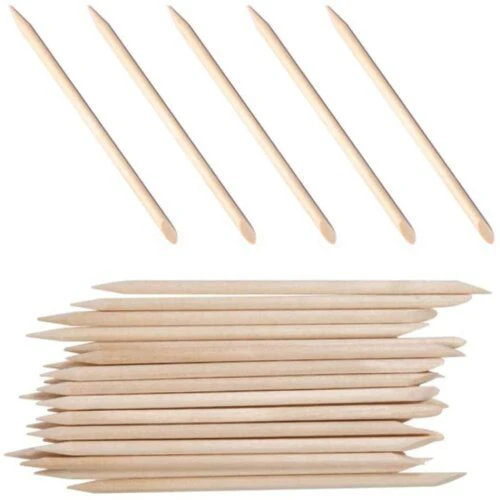 100Pcs Orange Wooden Nail Sticks Wooden Cuticle Pusher