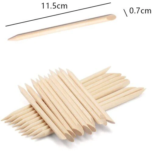 100Pcs Orange Wooden Nail Sticks Wooden Cuticle Pusher - Image 2