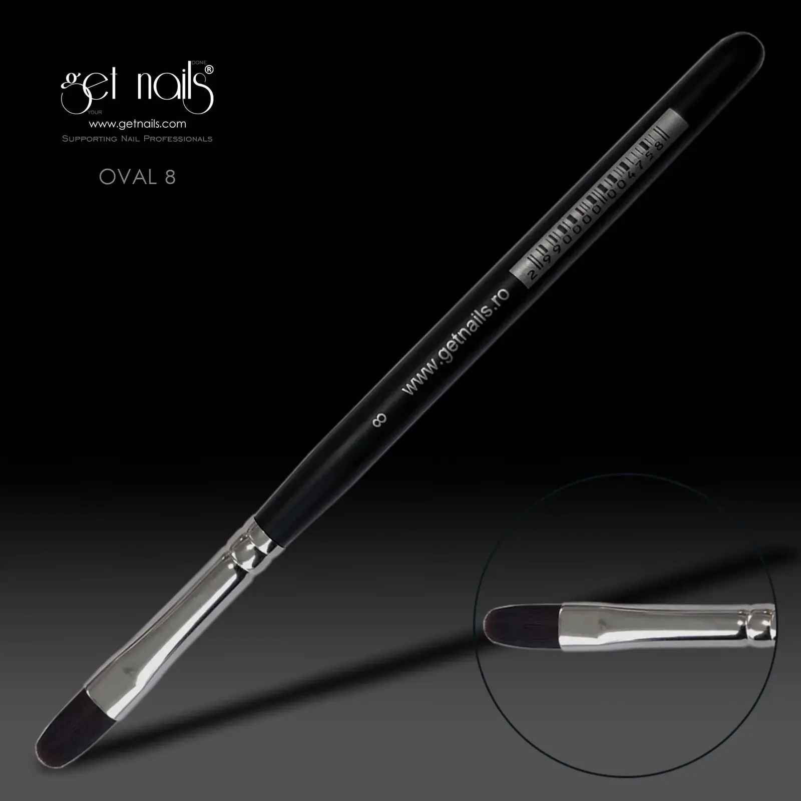 Get Nails, Oval Gel Brush No. 8 GN
