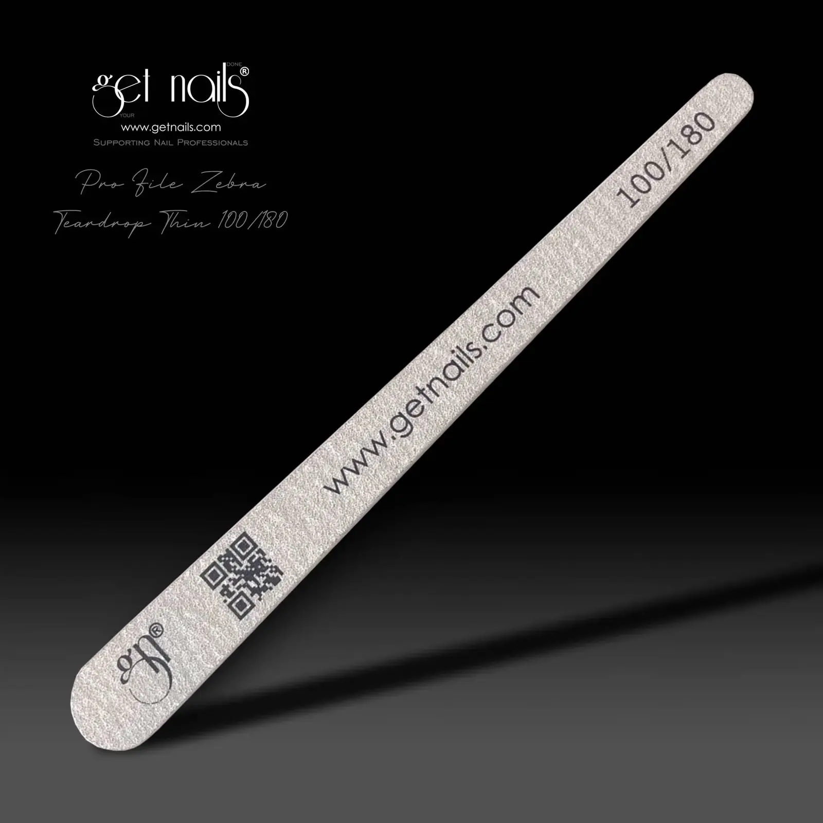 Get Nails, Pro File Zebra Teardrop Thin 100/180 GN