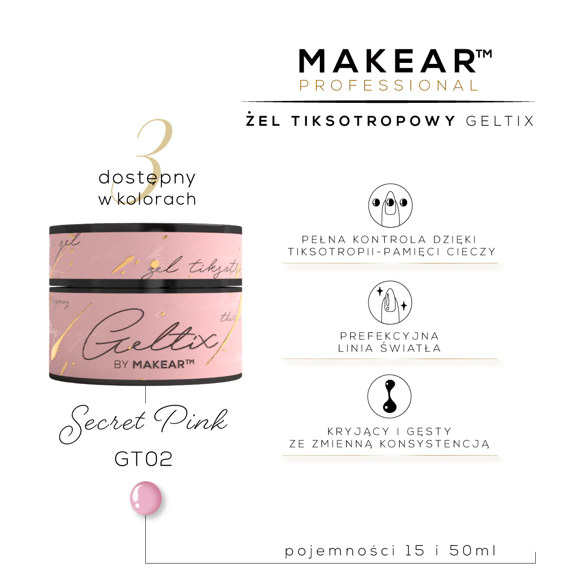 Makear Geltix - Secret Pink GT02, 50ml - Image 4