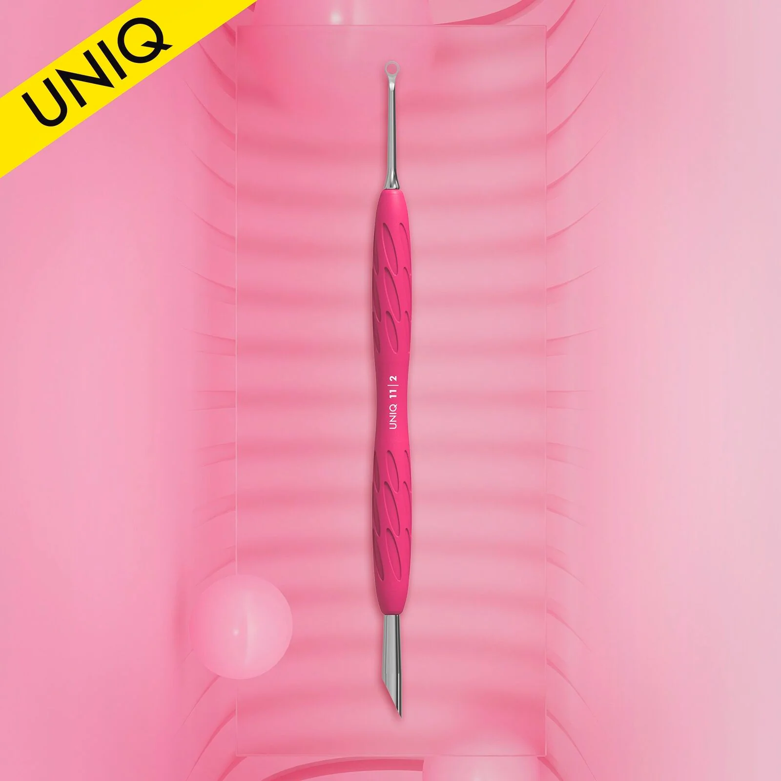 STALEKS PRO Manicure pusher Gummy with silicone handle UNIQ 11 TYPE 2 (beveled and loop pusher)