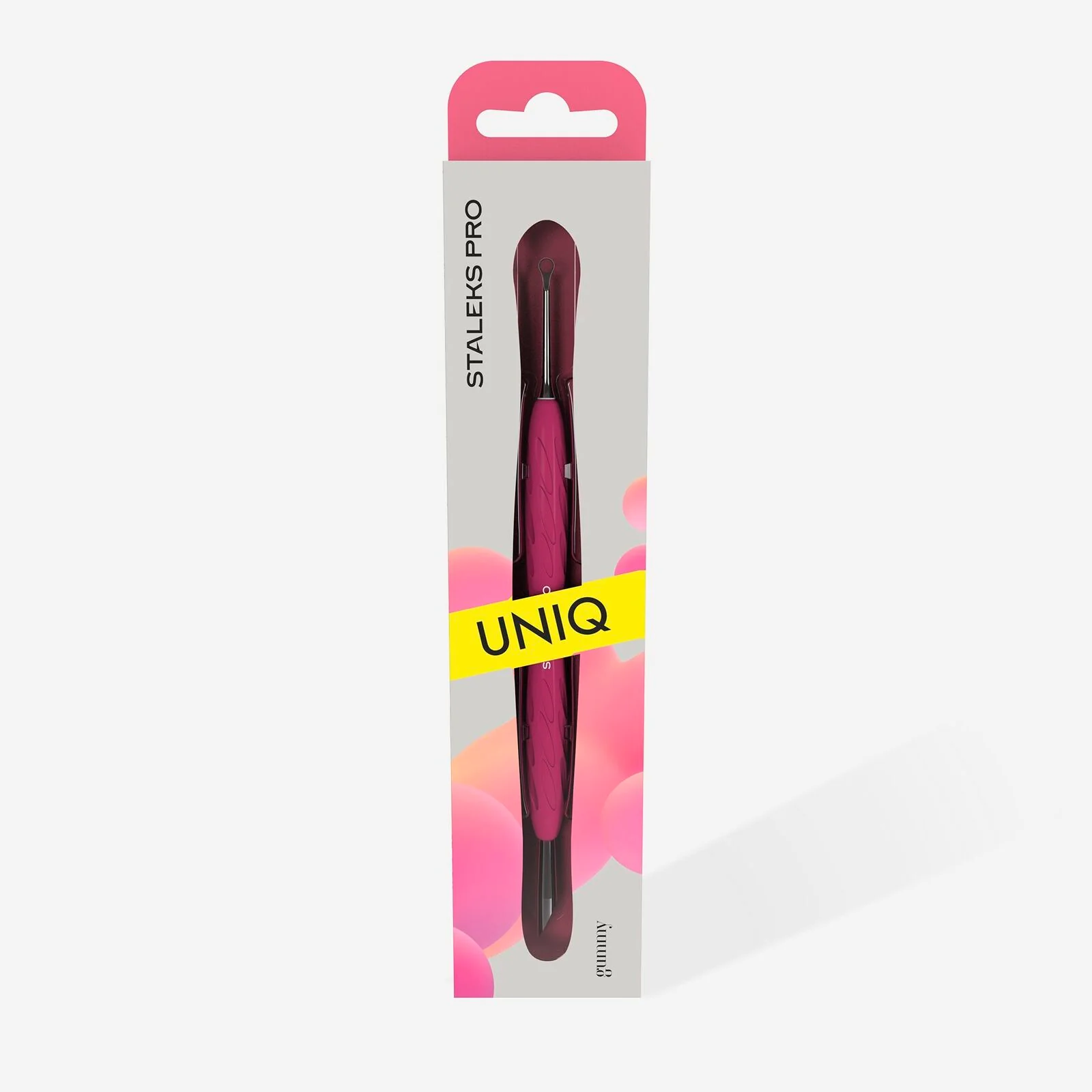 STALEKS PRO Manicure pusher Gummy with silicone handle UNIQ 11 TYPE 2 (beveled and loop pusher) - Image 4
