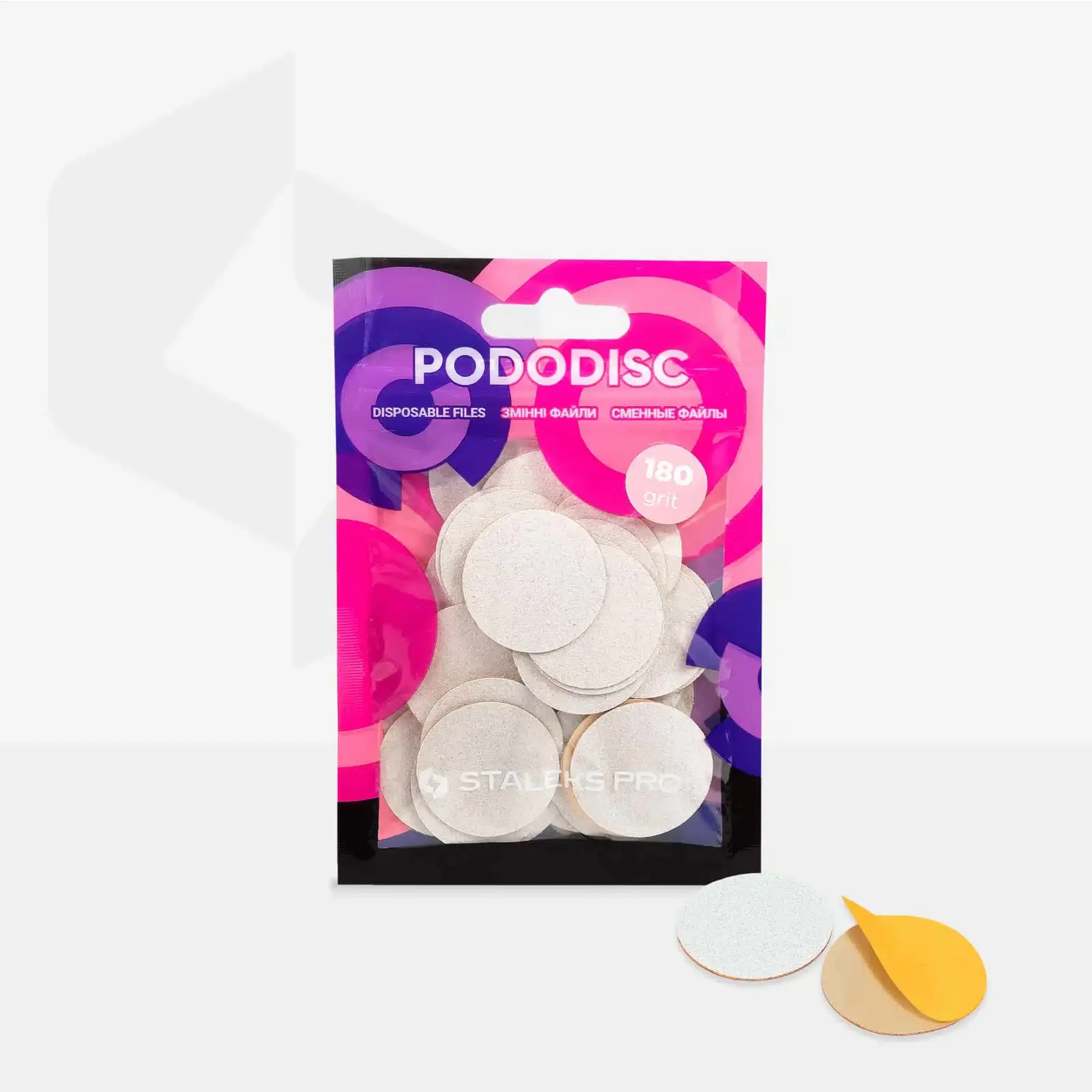 Disposable files on a soft base for pedicure disc Pododisc Staleks Pro L 180 grit (50 pcs) - Image 2